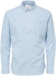 SELECTED HOMME Langarmhemd SLHREGRICK Hellblau/Blau
