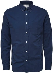 SELECTED HOMME Langarmhemd SLHREGRICK Dunkelblau/Blau/Hellblau