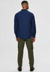 SELECTED HOMME Langarmhemd SLHREGRICK Dunkelblau/Blau/Hellblau