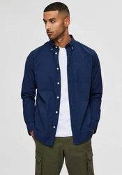 SELECTED HOMME Langarmhemd SLHREGRICK Dunkelblau/Blau/Hellblau