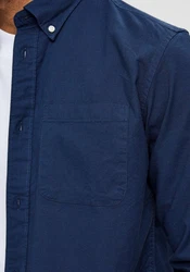 SELECTED HOMME Langarmhemd SLHREGRICK Dunkelblau/Blau/Hellblau