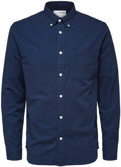 SELECTED HOMME Langarmhemd SLHREGRICK Dunkelblau/Blau/Hellblau