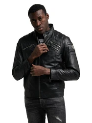 CARLO COLUCCI Lederjacke Joker Schwarz/Braun