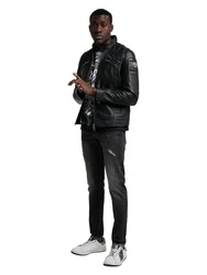 CARLO COLUCCI Lederjacke Joker Schwarz/Braun