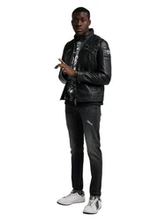 CARLO COLUCCI Lederjacke Joker Schwarz/Braun