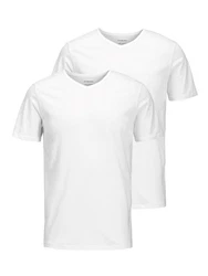 Jack & Jones T-Shirt JACBASIC V-NECK TEE  Weiß/Creme/Grau