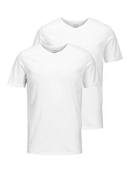 Jack & Jones T-Shirt JACBASIC V-NECK TEE  Weiß/Creme/Grau