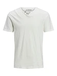 Jack & Jones T-Shirt JJESPLIT NECK TEE Grau/Khaki/Creme/Weiß