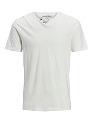 Jack & Jones T-Shirt JJESPLIT NECK TEE Grau/Khaki/Creme/Weiß