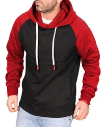 RMK Kapuzenpullover Herren Hoodie Langarmshirt Kapuze Basic Longsleeve Taschen Rot/Dunkelrot