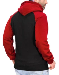 RMK Kapuzenpullover Herren Hoodie Langarmshirt Kapuze Basic Longsleeve Taschen Rot/Dunkelrot