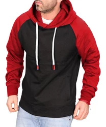 RMK Kapuzenpullover Herren Hoodie Langarmshirt Kapuze Basic Longsleeve Taschen Rot/Dunkelrot