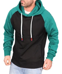 RMK Kapuzenpullover Herren Hoodie Langarmshirt Kapuze Basic Longsleeve Taschen Dunkelgrün/Grün/Türkis