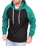 RMK Kapuzenpullover Herren Hoodie Langarmshirt Kapuze Basic Longsleeve Taschen Dunkelgrün/Grün/Türkis