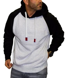 RMK Kapuzenpullover Herren Hoodie Langarmshirt Kapuze Basic Longsleeve Taschen Schwarz/Weiß/Grau/Hellgrau
