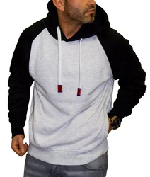 RMK Kapuzenpullover Herren Hoodie Langarmshirt Kapuze Basic Longsleeve Taschen Schwarz/Weiß/Grau/Hellgrau