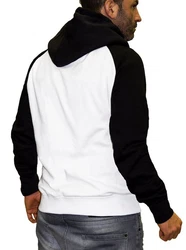 RMK Kapuzenpullover Herren Hoodie Langarmshirt Kapuze Basic Longsleeve Taschen Weiß/Schwarz