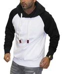 RMK Kapuzenpullover Herren Hoodie Langarmshirt Kapuze Basic Longsleeve Taschen Weiß/Schwarz