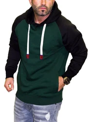 RMK Kapuzenpullover Herren Hoodie Langarmshirt Kapuze Basic Longsleeve Taschen Dunkelgrün/Grün
