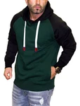 RMK Kapuzenpullover Herren Hoodie Langarmshirt Kapuze Basic Longsleeve Taschen Dunkelgrün/Grün