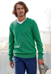 H.I.S Strickpullover mit V-Ausschnitt Türkis/Grün/Dunkelgrün