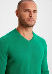 H.I.S Strickpullover mit V-Ausschnitt Türkis/Grün/Dunkelgrün