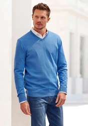 H.I.S Strickpullover mit V-Ausschnitt Blau/Hellblau