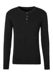 H.I.S Langarmshirt mit Knopfleiste Schwarz