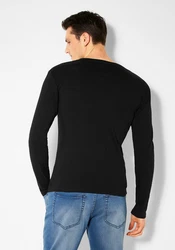 H.I.S Langarmshirt mit Knopfleiste Schwarz