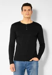 H.I.S Langarmshirt mit Knopfleiste Schwarz