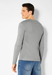 H.I.S Langarmshirt mit Knopfleiste Grau/Hellgrau