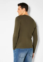 H.I.S Langarmshirt mit Knopfleiste Dunkelgrün