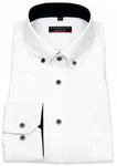 Redmond Businesshemd Body Cut Button-Down-Kragen Weiß/Creme/Dunkelblau