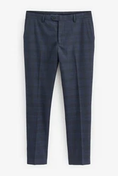 Next Karierter Skinny-Fit-Anzug Hose Dunkelblau/Grau/Hellblau/Blau