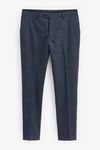 Next Karierter Skinny-Fit-Anzug Hose Dunkelblau/Grau/Hellblau/Blau
