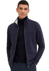 TOM TAILOR Sweatjacke CUTLINE Dunkelblau/Schwarz/Hellblau