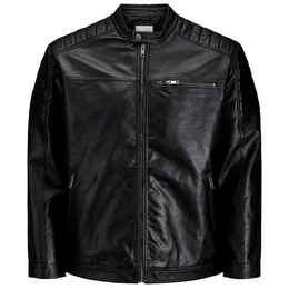 Lederjacke bergren Herren Biker-Style Jacke Lederoptik schwarz