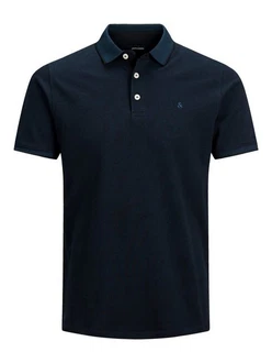 Jack & Jones Poloshirt Fit Polo Shirt JJEPAULOS Sommer Hemd Pique (1-tlg) (3615) Dunkelblau/Blau