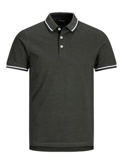 Jack & Jones Poloshirt Fit Polo Shirt JJEPAULOS Sommer Hemd Pique (1-tlg) (3615) Dunkelgrün/Grün/Dunkelgrau