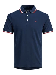 Jack & Jones Poloshirt Fit Polo Shirt JJEPAULOS Sommer Hemd Pique (1-tlg) (3615) Dunkelblau/Blau