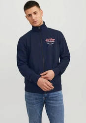 Jack & Jones Sweatjacke JJANDY SWEAT ZIP HIGH NECK Dunkelblau/Blau/Hellblau