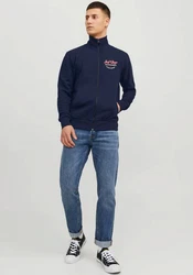 Jack & Jones Sweatjacke JJANDY SWEAT ZIP HIGH NECK Dunkelblau/Blau/Hellblau
