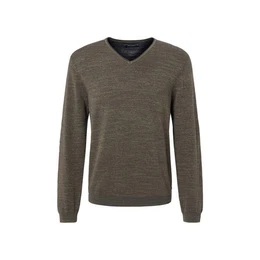 V-Ausschnitt-Pullover olive gerade (1-tlg)