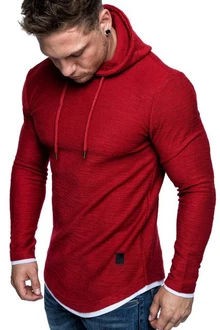 Amaci&Sons 2in1 Oversize Kapuzenpullover Hoodie Sweater Sweatjacke Pullover Sweatshirt (4014) Rot/Dunkelrot