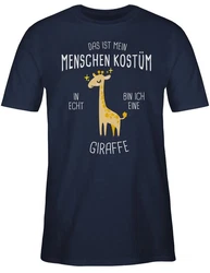 Shirtracer T-Shirt Das ist mein Menschenkostüm in echt bin ich eine Giraffe Hellblau/Dunkelblau/Braun/Rot