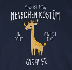 Shirtracer T-Shirt Das ist mein Menschenkostüm in echt bin ich eine Giraffe Hellblau/Dunkelblau/Braun/Rot