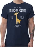 Shirtracer T-Shirt Das ist mein Menschenkostüm in echt bin ich eine Giraffe Hellblau/Dunkelblau/Braun/Rot