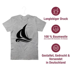 Shirtracer T-Shirt Segelboot Wellen Boot & Schiff Deko Dunkelgrau/Grau/Hellgrau