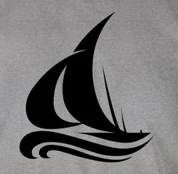 Shirtracer T-Shirt Segelboot Wellen Boot & Schiff Deko Dunkelgrau/Grau/Hellgrau