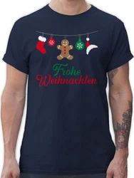 Shirtracer T-Shirt Frohe Weihnachten Weihachten Kleidung Braun/Dunkelblau/Lila/Blau/Rot/Rosa